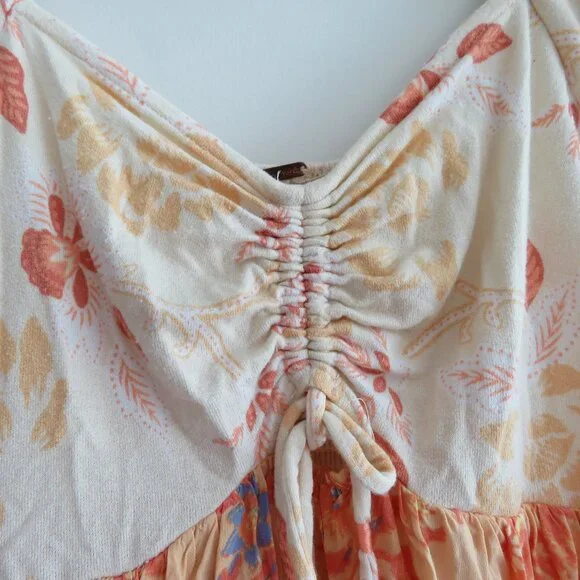 FREE PEOPLE La Bamba Babydoll Top in Tea Combo Floral Boho Handkerchief Y2K XS - Picture 5 of 15